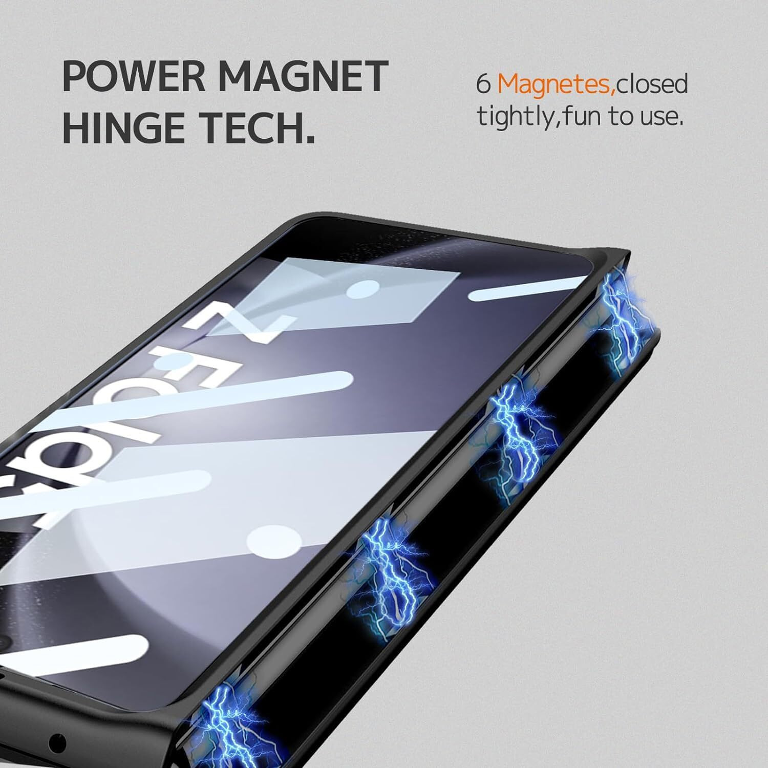 Kapa Contrast Magnetic Hinge Case for Samsung Galaxy Z Fold 5 | Inbuilt S-Pen Holder Stand Hybrid Back Cover (Black with Black Pen)