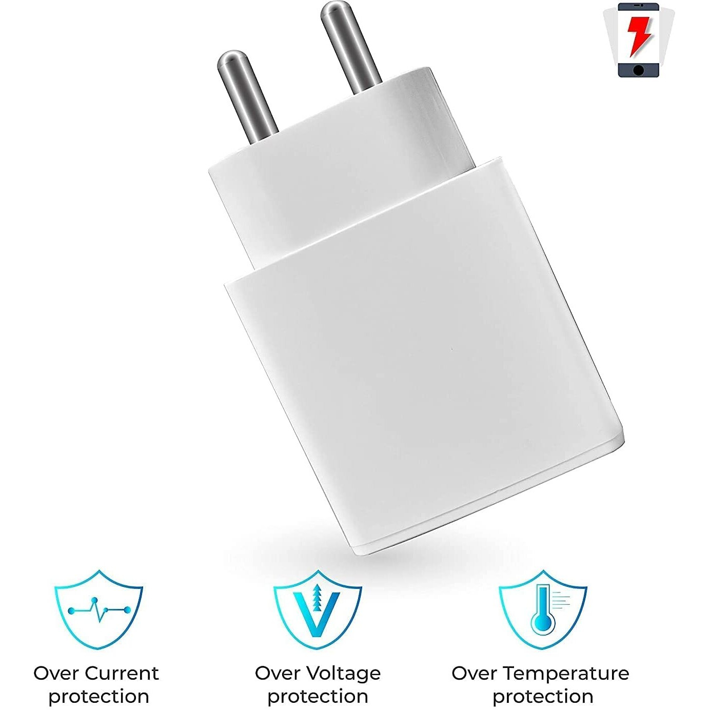 Fast Charger for Vivo V15 Pro, V7 Plus, Y93, Z1 Pro, S1, U10, V15 Pro, Y15 2019, Y17, Y12, Y90, V11 Pro, Y91, Y91i, V9, Y91, Y95 with 1 Meter Micro USB Charging Data Cable-2.4 Ampl White