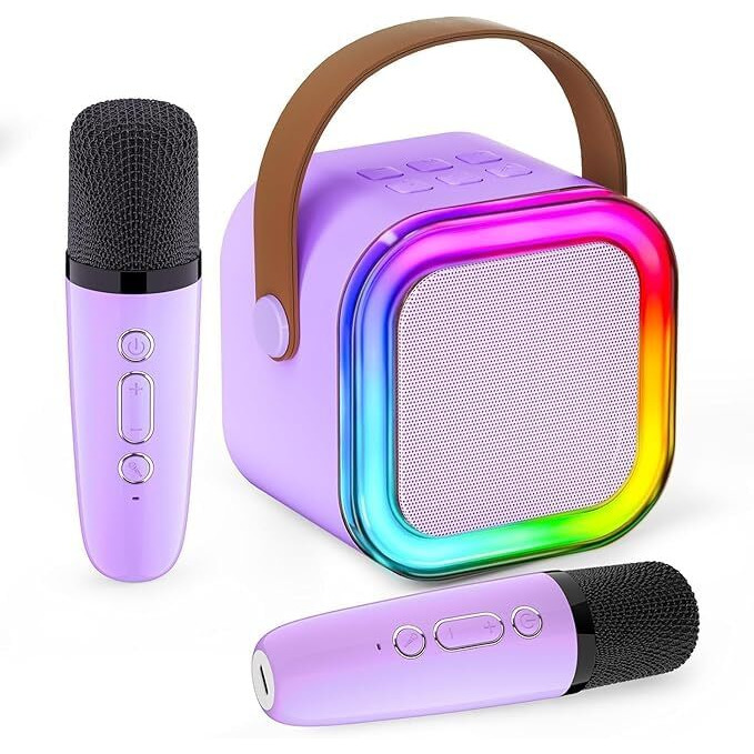 Kidara 2025 New Karaoke Machine for Kids with 2 Two Wireless Mics 4-12 Years Toys Gifts for Girls Boys Ages 4, 5, 6, 7, 8, 9, 10, 12 +Year Birthday Double Mic (Multicolor)