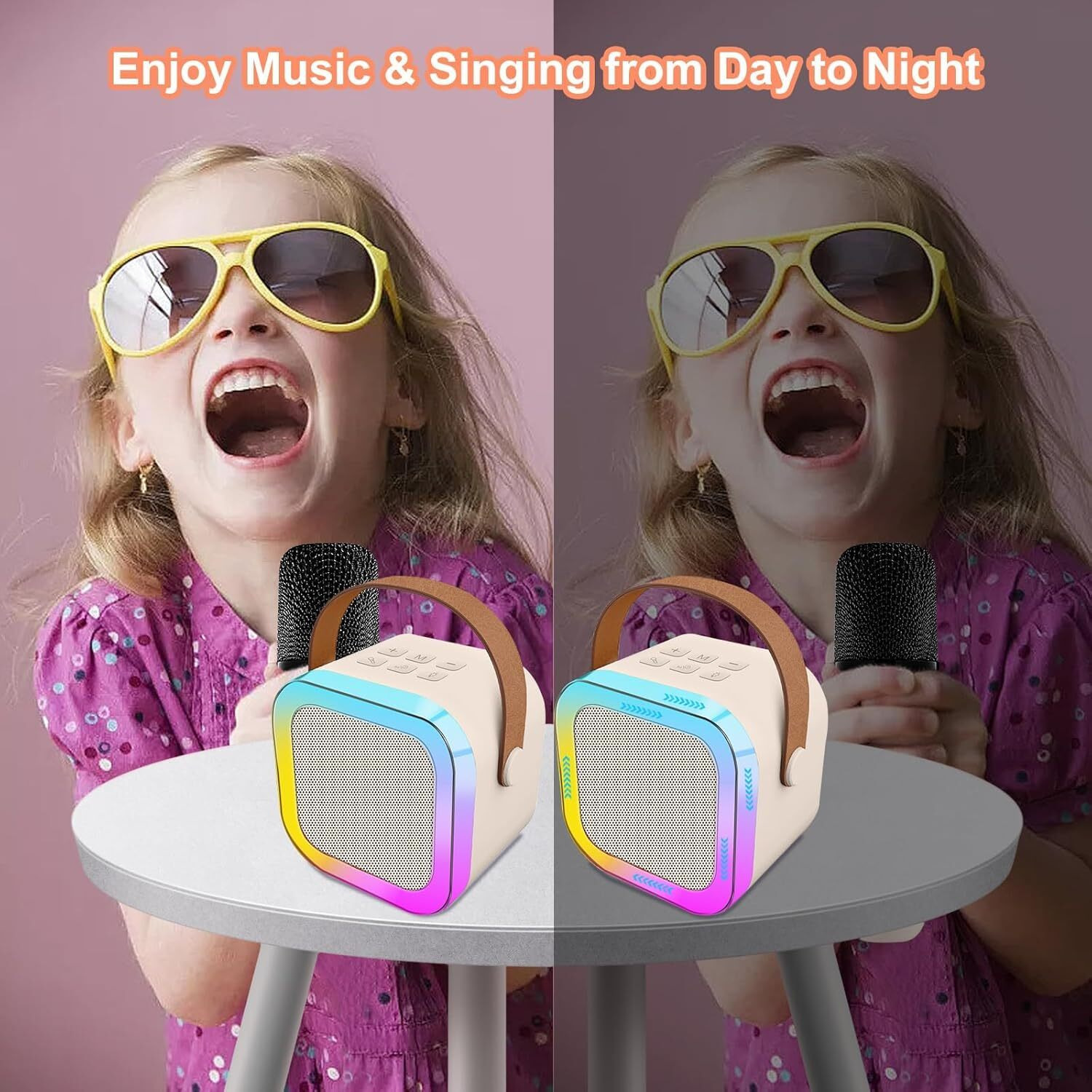 Kidara 2025 New Karaoke Machine for Kids with 2 Two Wireless Mics 4-12 Years Toys Gifts for Girls Boys Ages 4, 5, 6, 7, 8, 9, 10, 12 +Year Birthday Double Mic (Multicolor)