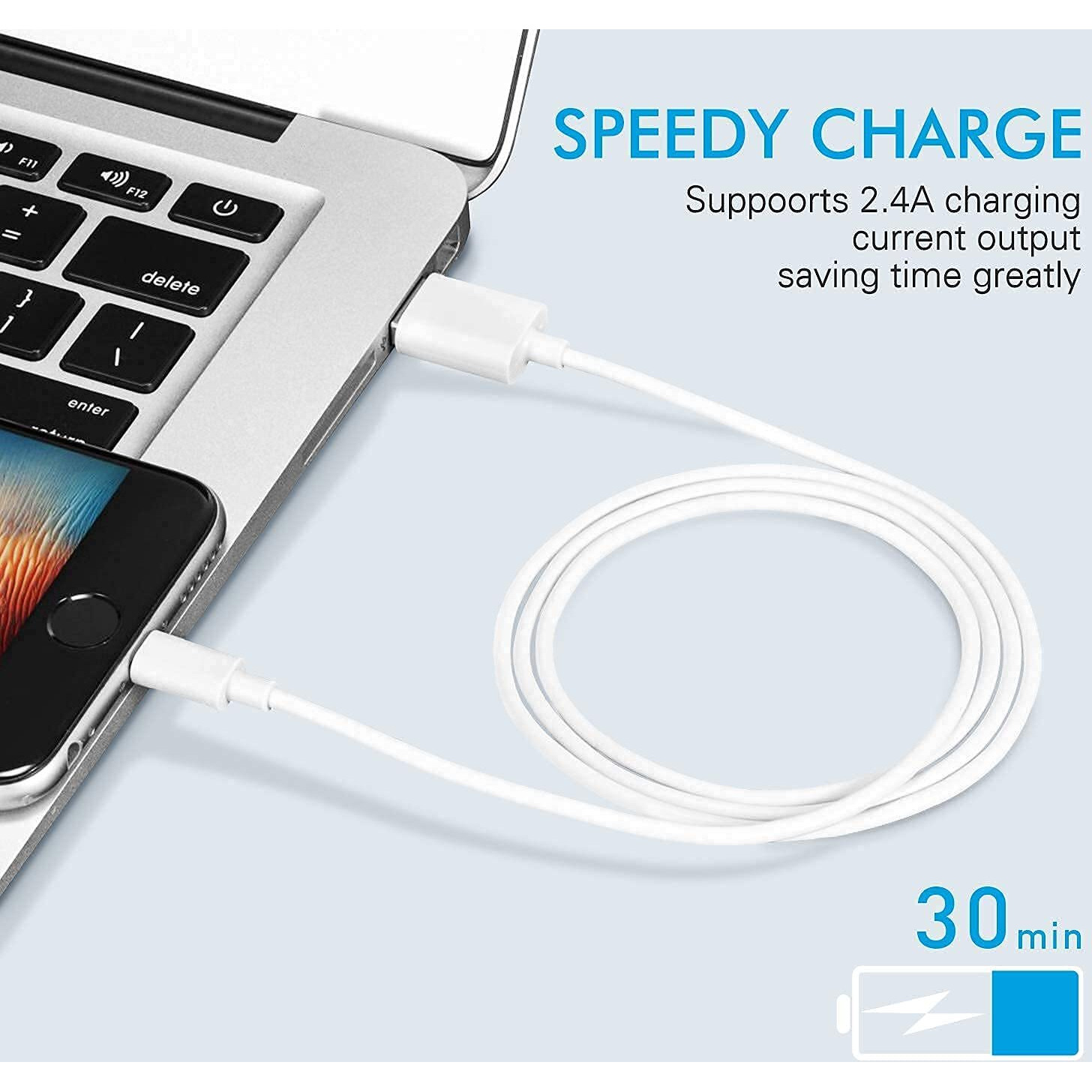 Sounce iPhone Charger Cable 6 Foot, Apple MFi Certified Lightning Cable 6ft USB Cord for iPhone 13/12/11/Pro/Max/Mini/SE/XR/XS/X/8/7/Plus/6/6S, iPad/iPad Air 2/Mini 4/3/2, White