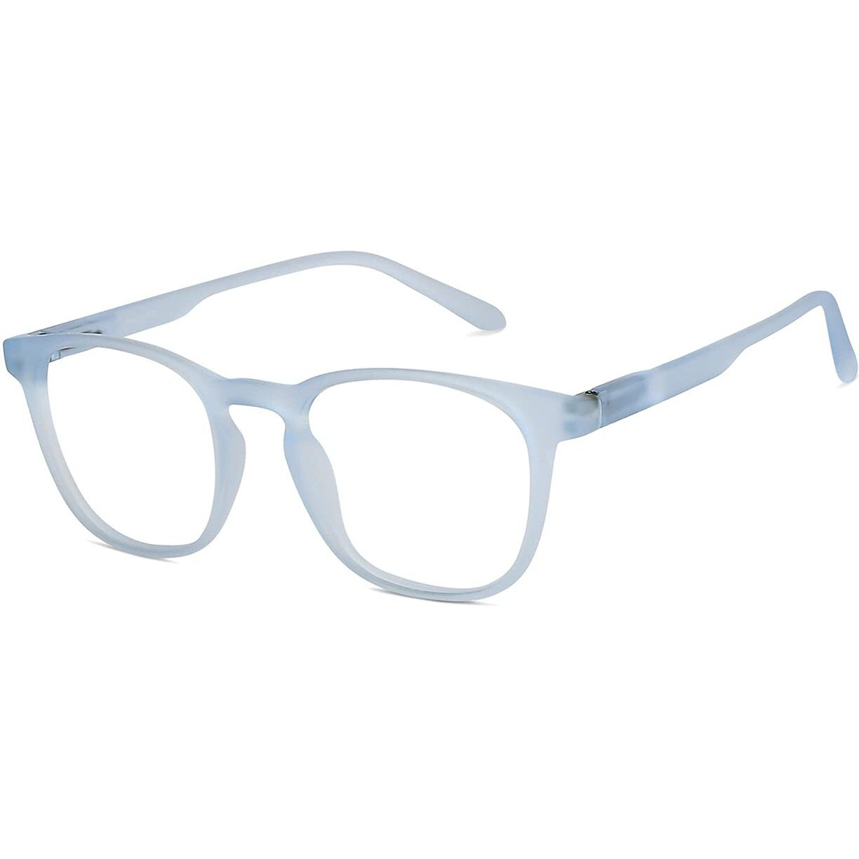 HUSTLR Zero Power Bluecut & Antiglare Computer Eyeglasses | Sky Blue Full Rim Square | As Seen On Shark Tank | Peyush Bansal Glasses | For Men & Women | Large | LB E14058