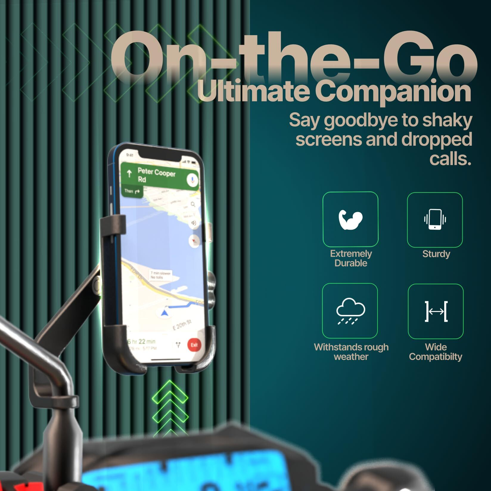 Sounce Universal Bike Mount Phone Holder Metal Body 360 Degree Rotating Handlebar Durable Bike Accessory Lightweight Anti-Scratch Cradle Stand for Bicycle, Motorcycle, Fits All Smartphones (Black)