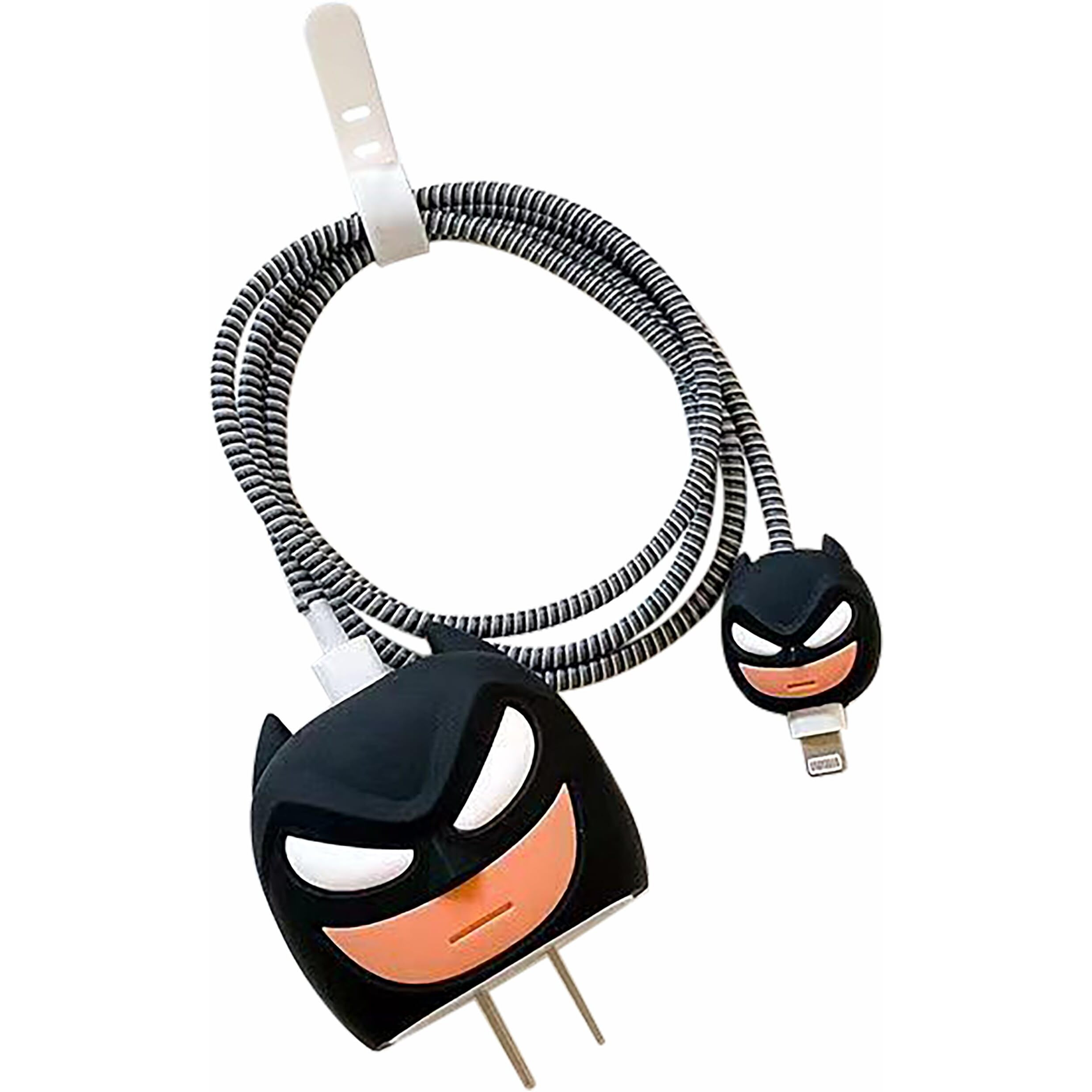 Prolet Cartoon Silicone Charger Case for Only iPhone 18W & 20W Charger and Wire Protector for Lightning Cable - Fun and Protective Cover with 3D Cartoon Design (Charger Not Included) - Bat-Man Black