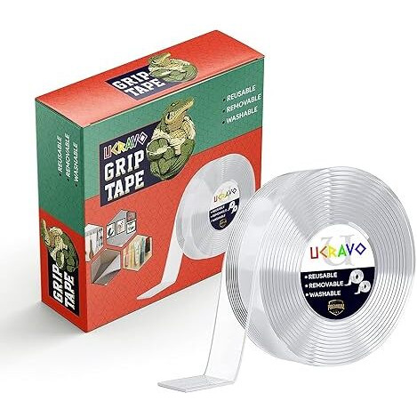 UCRAVO Double Sided Tape Heavy Duty - Multipurpose Removable Traceless Arts and Craft Tape for WallsWashable Reusable Strong Sticky Strips Grip Tape- Heavy Duty (1mm- 3Meter)
