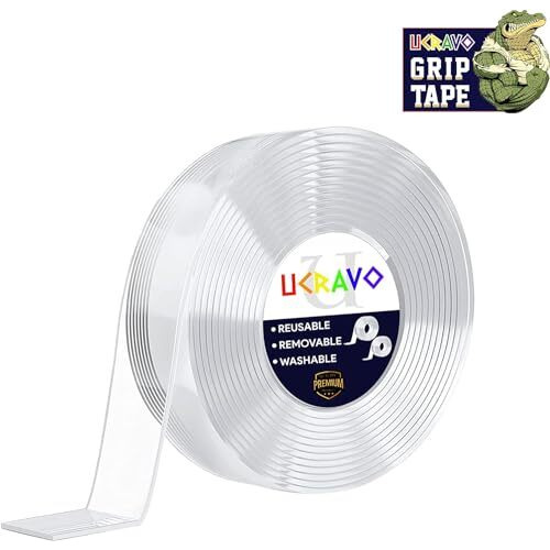 UCRAVO Double Sided Tape Heavy Duty - Multipurpose Removable Traceless Arts and Craft Tape for WallsWashable Reusable Strong Sticky Strips Grip Tape- Heavy Duty (1mm- 3Meter)