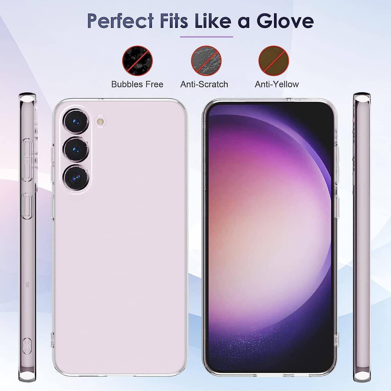 Prolet Silicone Samsung Back Cover Case, Scratch Resistant Protective Crystal Clear Transparent Shock Proof Bumper Back Cover Case for Samsung Galaxy S23 5G-Transparent