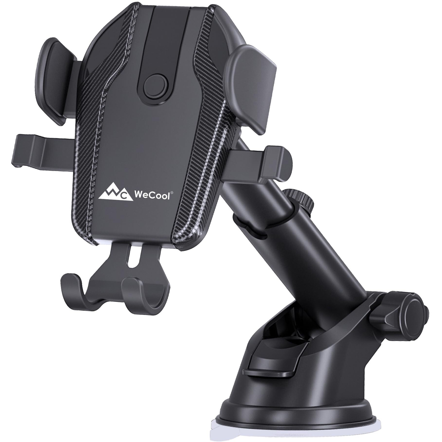 WeCool C1 Car Mobile Holder, Multiple View Angle with Height Adjust & 360 Rotation, Strong Suction for Windshield & Dashboard, Universal Mobile Holder for Car with One-Click Lock for All Smartphones
