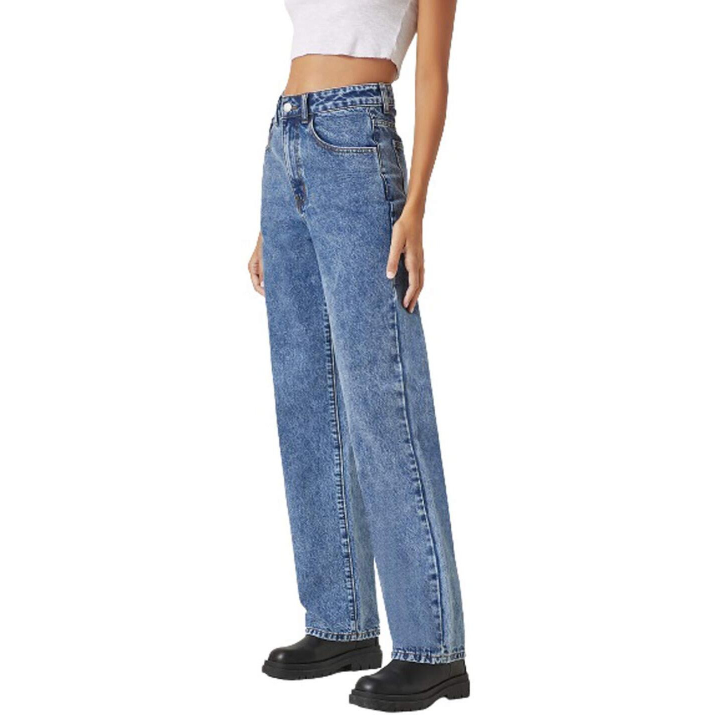 KOTTY Womens High Rise Cotton Lycra Jeans(Aw_Blue,34) Relaxed