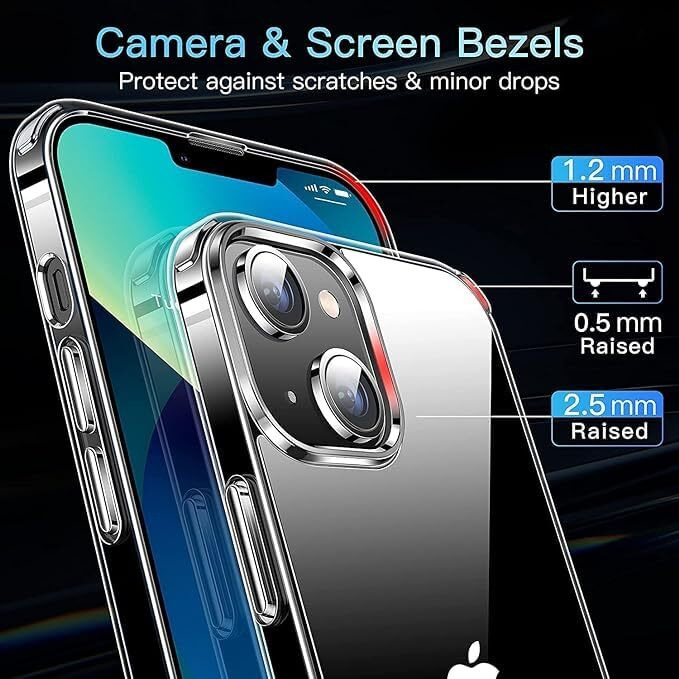Sounce Shockproof Transparent Hard Back Cover Scratch Resistant Case Premium Clarity Armor Sleek Design Shield with Polycarbonate Protection for iPhone 13[Crystal Transparent]