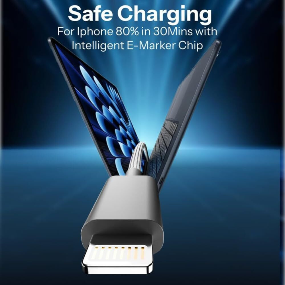 Basesailor iPhone MilitaryGrade 3A Fast Charging Braided Cable [MFi Certified + 2 YEAR WARRANTY*] USB to Lightning iPhone Charger Cable Compatible with iPhone 14/13/12/11/XR/XS/X/8/7/6 Plus/Pro, iPad