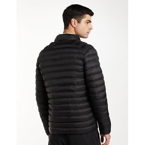 Amazon Brand - Symbol Men's Nylon Quilted Puffer Standard Length Jacket Black L