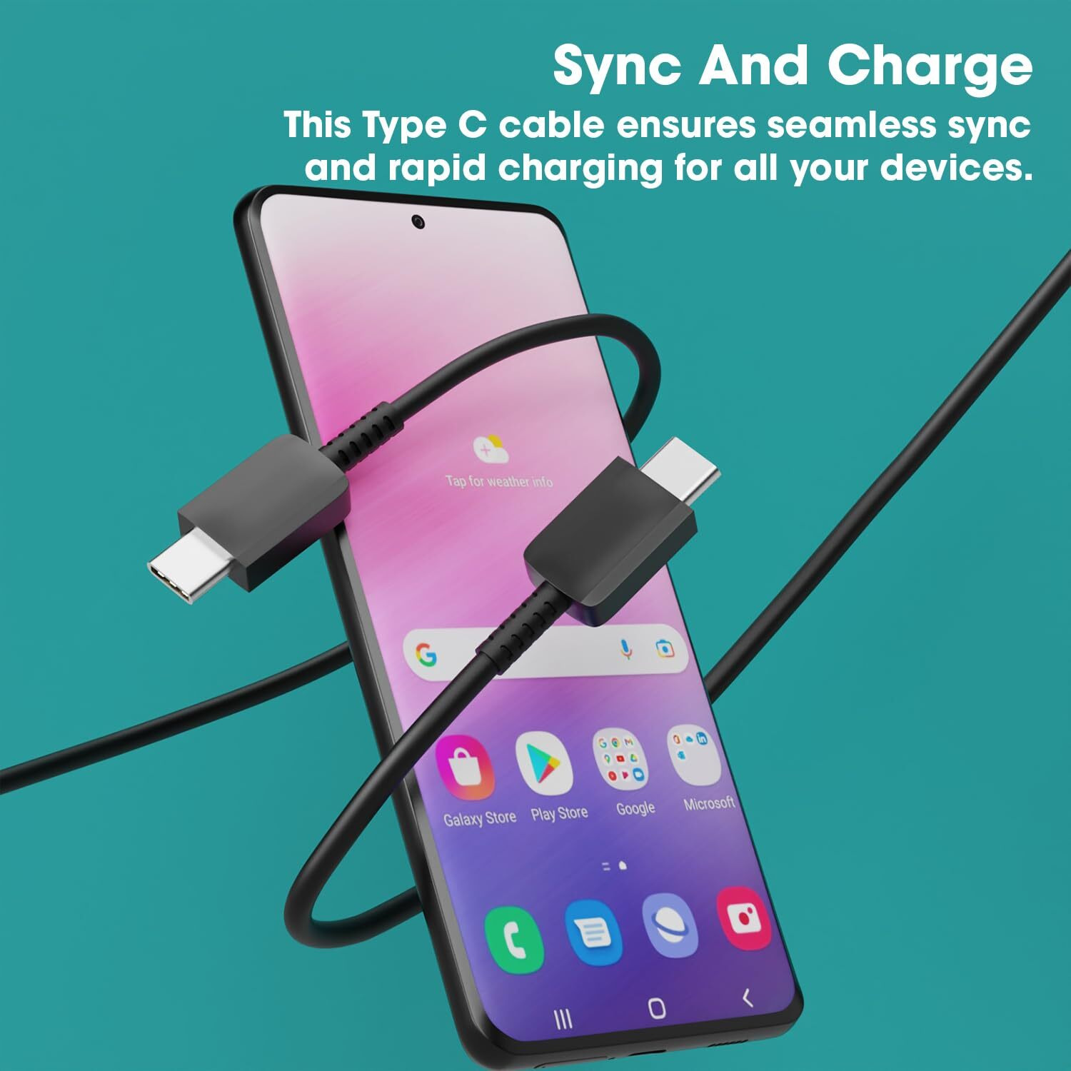 Samsung Type C to Type C, Mobile Data Charging Cable for Samsung Galaxy SuperFast Transfer Power Cable A54/ A15/ A14/ A34/ A23/ F54/ F34/ F23/ F14/ M14/ M34/M33/S21 fe/S22/S23/S23 Fe 5G/S24