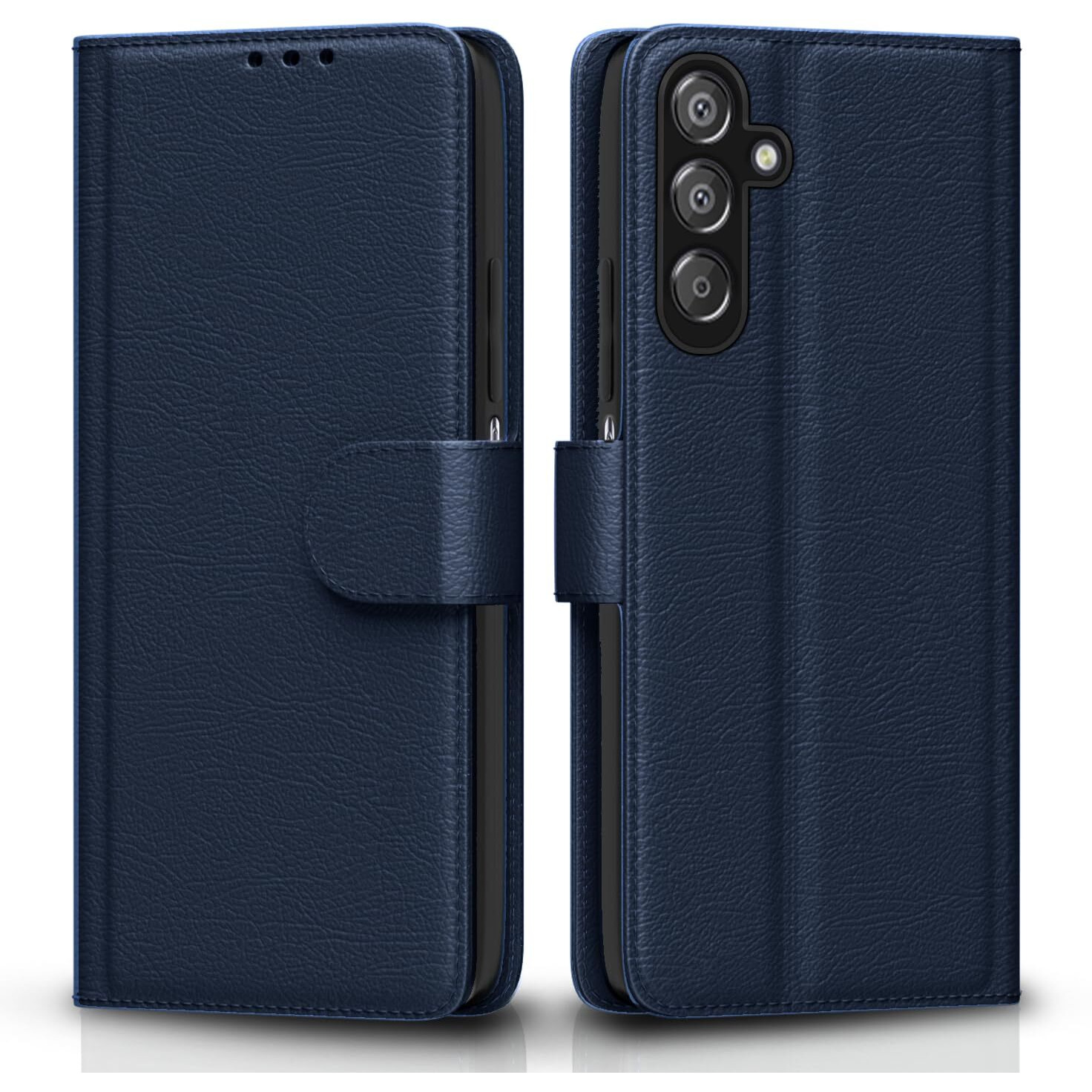 Pikkme Flip Cover Leather Finish | Inside TPU with Card Pockets | Wallet Stand and Shock Proof | Complete Protection Flip Case for Samsung Galaxy F15 5G / M15 5G / M15 Prime 5G(Blue)