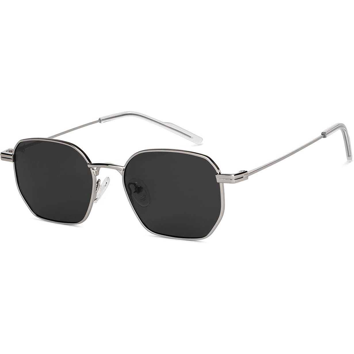 VINCENT CHASE EYEWEAR By Lenskart|Silver Grey Full Rim Hexagonal Branded Latest And Stylish Sunglasses|100% Uv Protected|Men & Women|Medium|Vc S14506