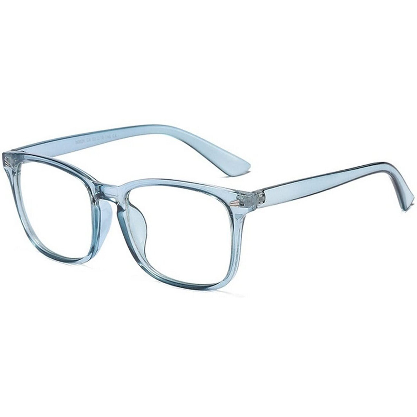 Dervin Blue Light Blocking Glasses Gaming Filter Transparent Square Eyeglasses for Eye Protection Men Women, Computer/Tablet/Laptop/Mobile/TV, Anti-blue & Anti eyestrain (Crystal Blue)