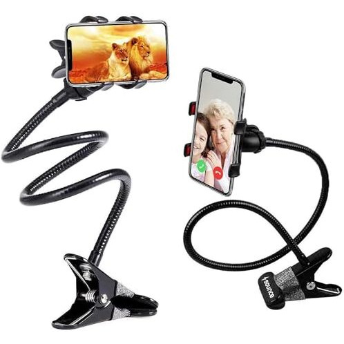 Sounce Mobile Stand Holder Metal Built - Cell Phone Stand Perfect for Video Table Online Class Home Bed Flexible Charging Hand Bike Movie Office Gift Desktop Heavy Duty Lazy Mount Multi Angle Clamp