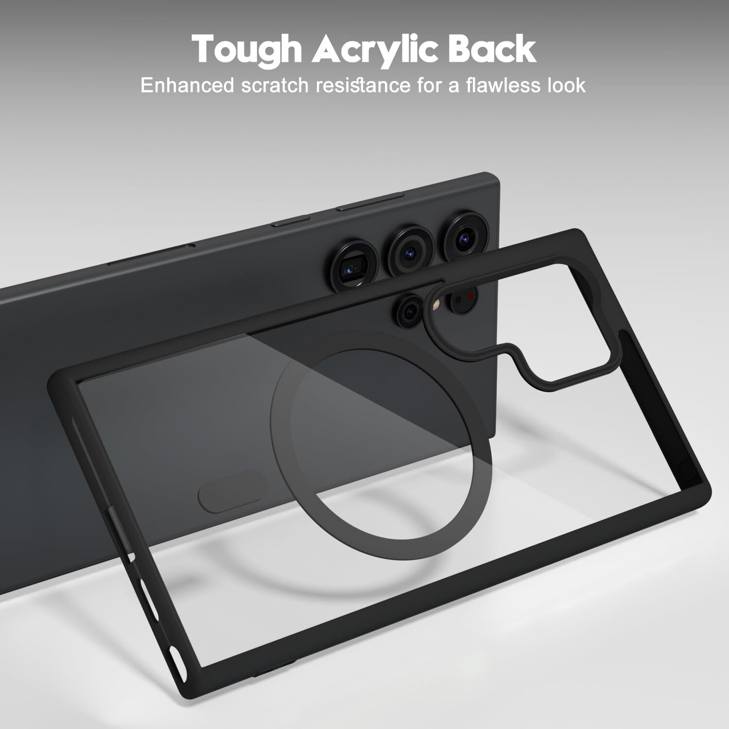 SHINESTAR Clear Case for Samsung Galaxy S23 Ultra 5G Compatible with Magnetic Charging- Premium Transparent Protective Cover with Enhanced Durability - Sleek and Slim Design - Black Magsafe