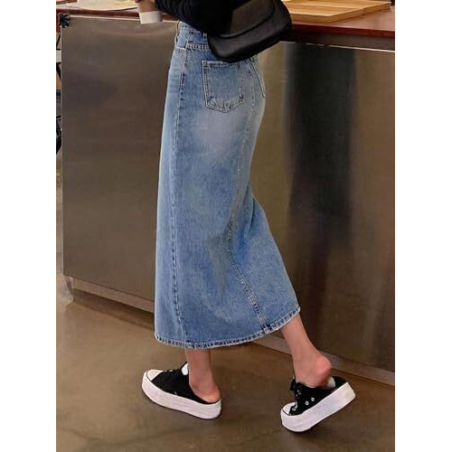 Leriya Fashion Denim Skirt for Women| Long Denim Skirt for Women| Denim Pencil Skirt for Women | (Medium, Blue)