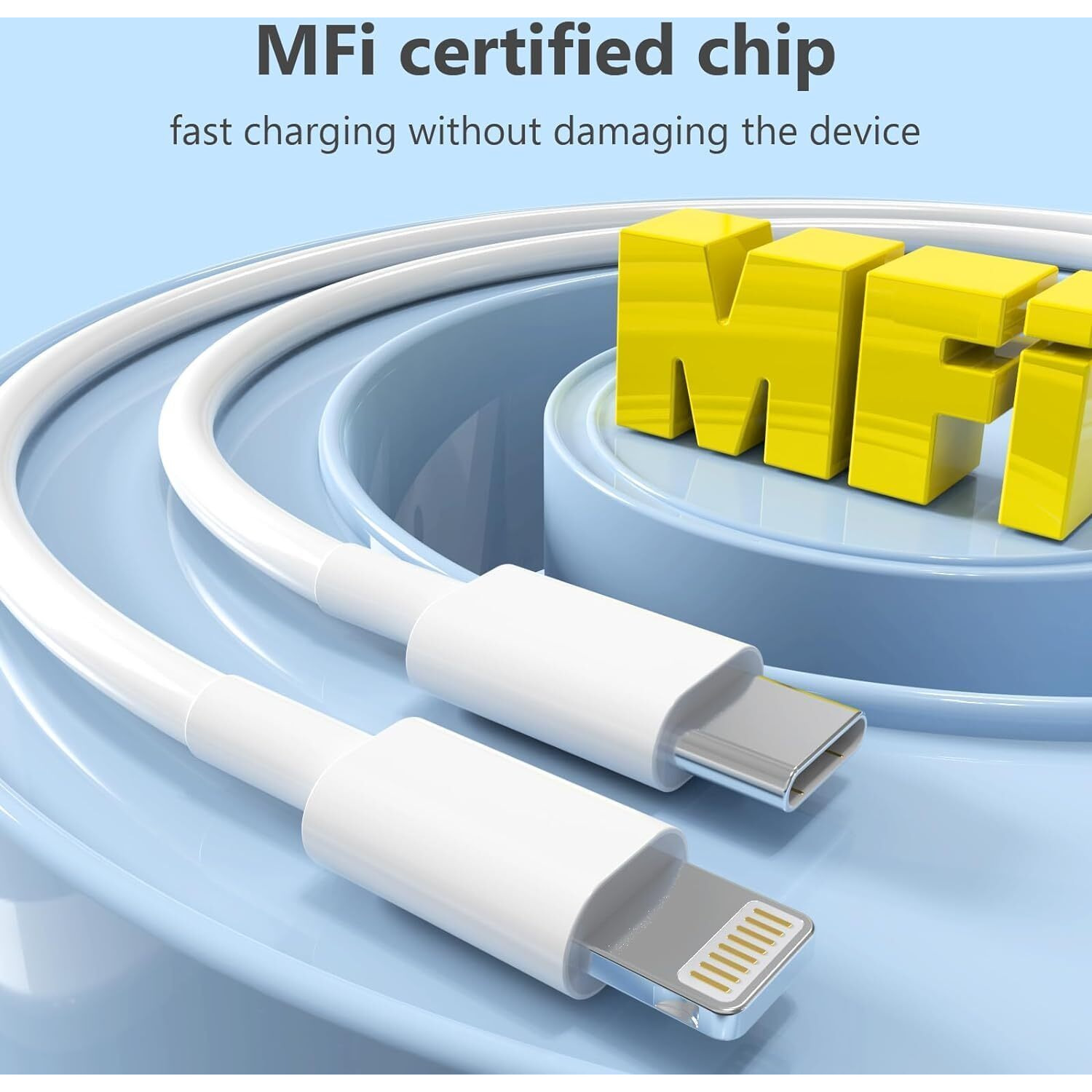 USB C to Lightning Cable 1M [MFi Certified] iPhone Fast Charger Cable USB-C Power Delivery Charging Cord for iPhone 14/13/12/12 PRO Max/12 Mini/11/11PRO/XS/Max/XR/X/8/8Plus/iPad pack of 1
