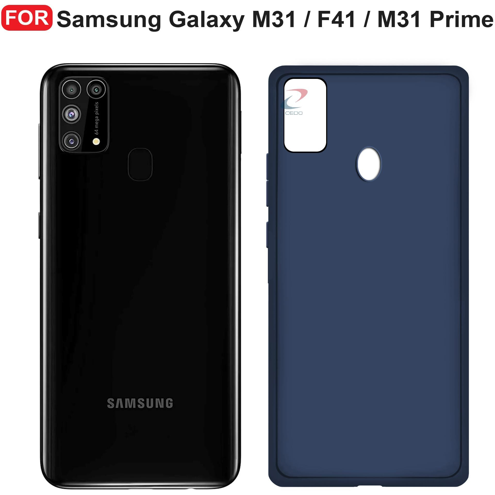 CEDO Samsung Galaxy M31 / F41 / M31 Prime Back Cover | Camera Bump Protection & Ultra Slim | Matte Soft Silicon Shock Proof Rubberised Back Case Cover (Blue)