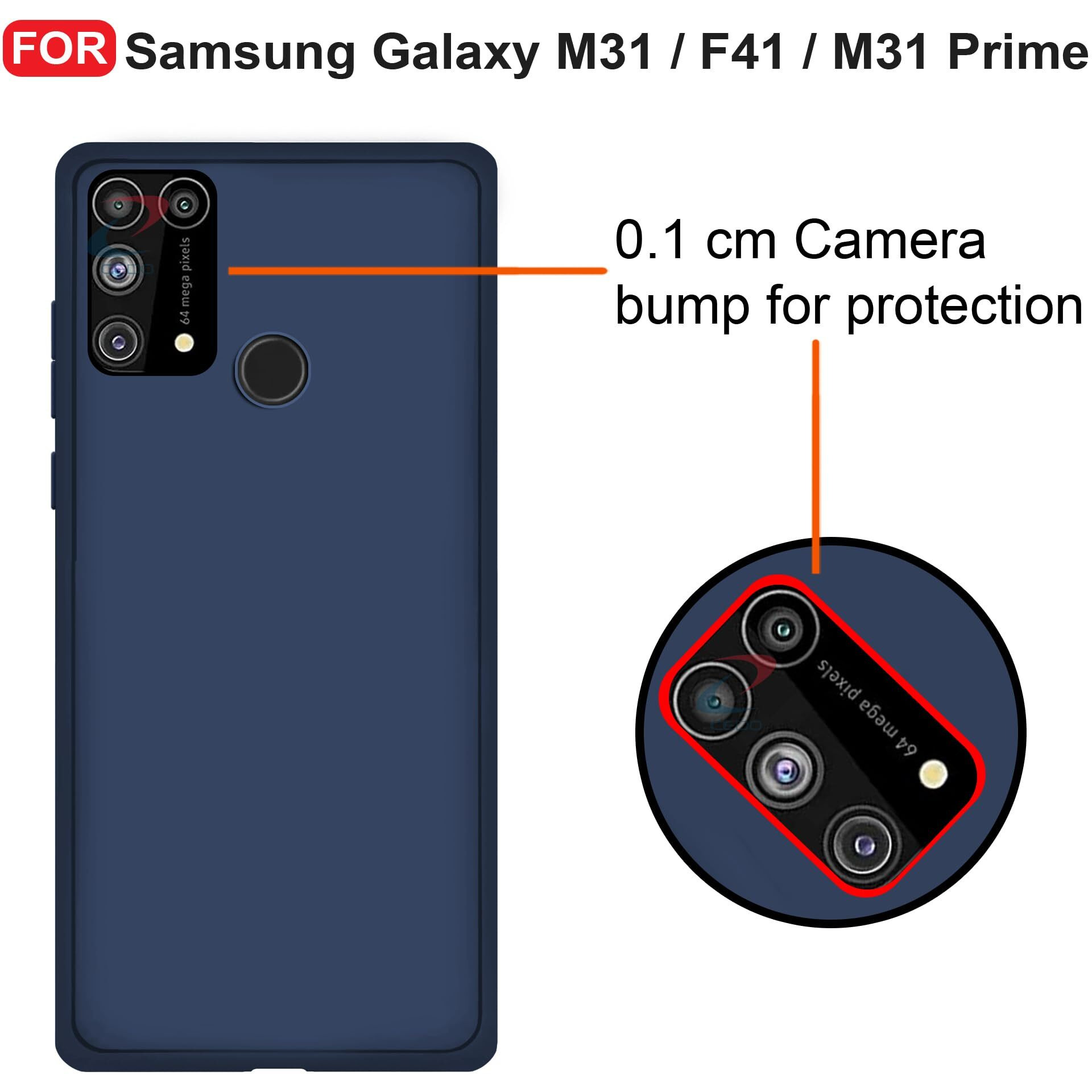 CEDO Samsung Galaxy M31 / F41 / M31 Prime Back Cover | Camera Bump Protection & Ultra Slim | Matte Soft Silicon Shock Proof Rubberised Back Case Cover (Blue)
