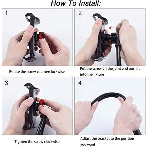 Sounce Lazy Neck Phone Holder Neck Hanging Mobile Cell Phone Stand 360 Rotating Flexible Long Arms Stand Clip Holder Compatibl with 4-7 Inches Smatphones - Black