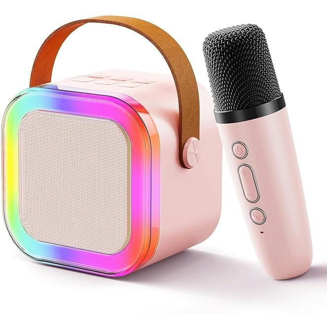 Kidara Karaoke with Speaker Bluetooth Mic Kids Singing Dynamic Lights | USB-C Rechargeable Wireless Portable | Home Outdoor Travel Ages 3 4 5 6 7 8 9+ Girl Boy Kids Toddler (Multicolor)