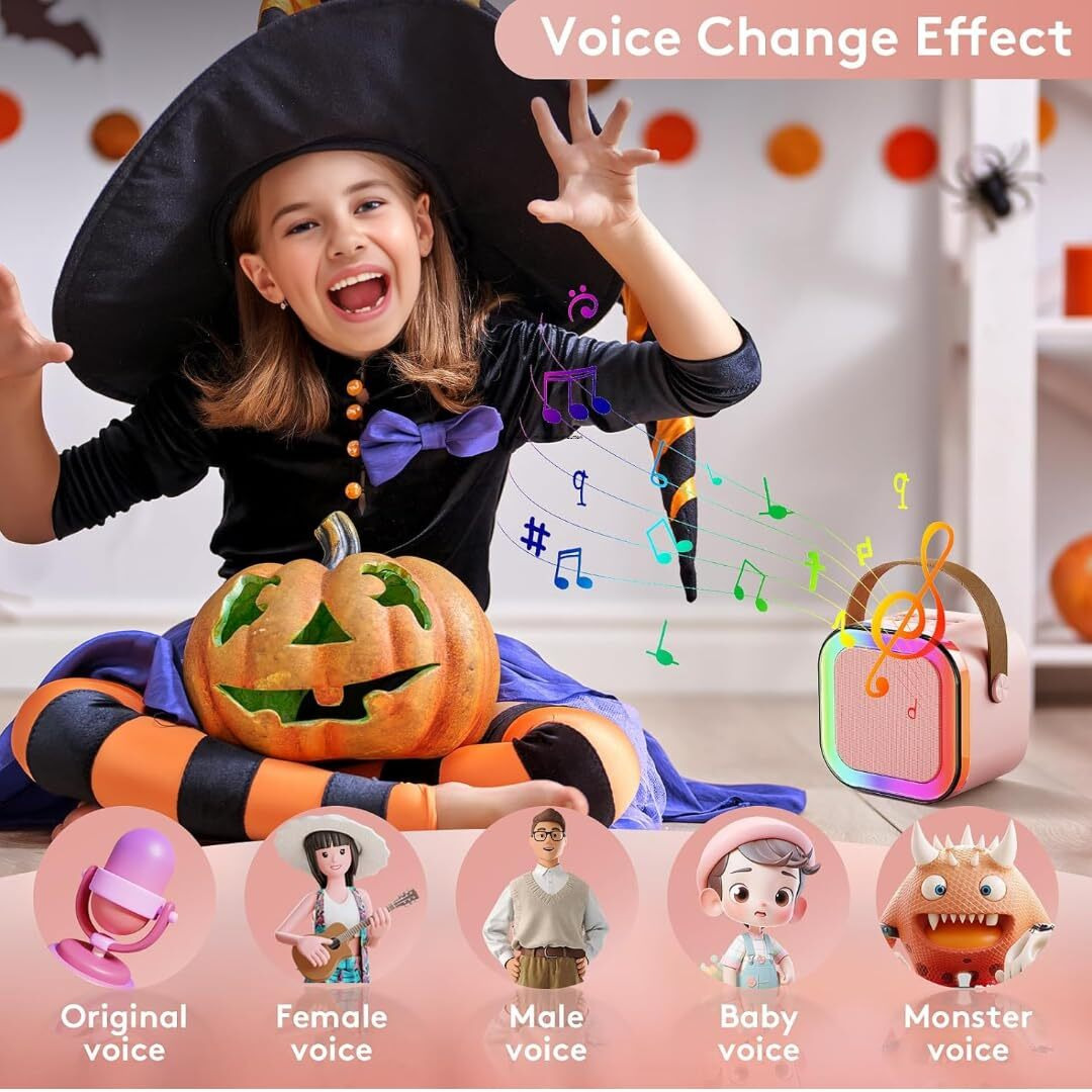 Kidara Karaoke with Speaker Bluetooth Mic Kids Singing Dynamic Lights | USB-C Rechargeable Wireless Portable | Home Outdoor Travel Ages 3 4 5 6 7 8 9+ Girl Boy Kids Toddler (Multicolor)