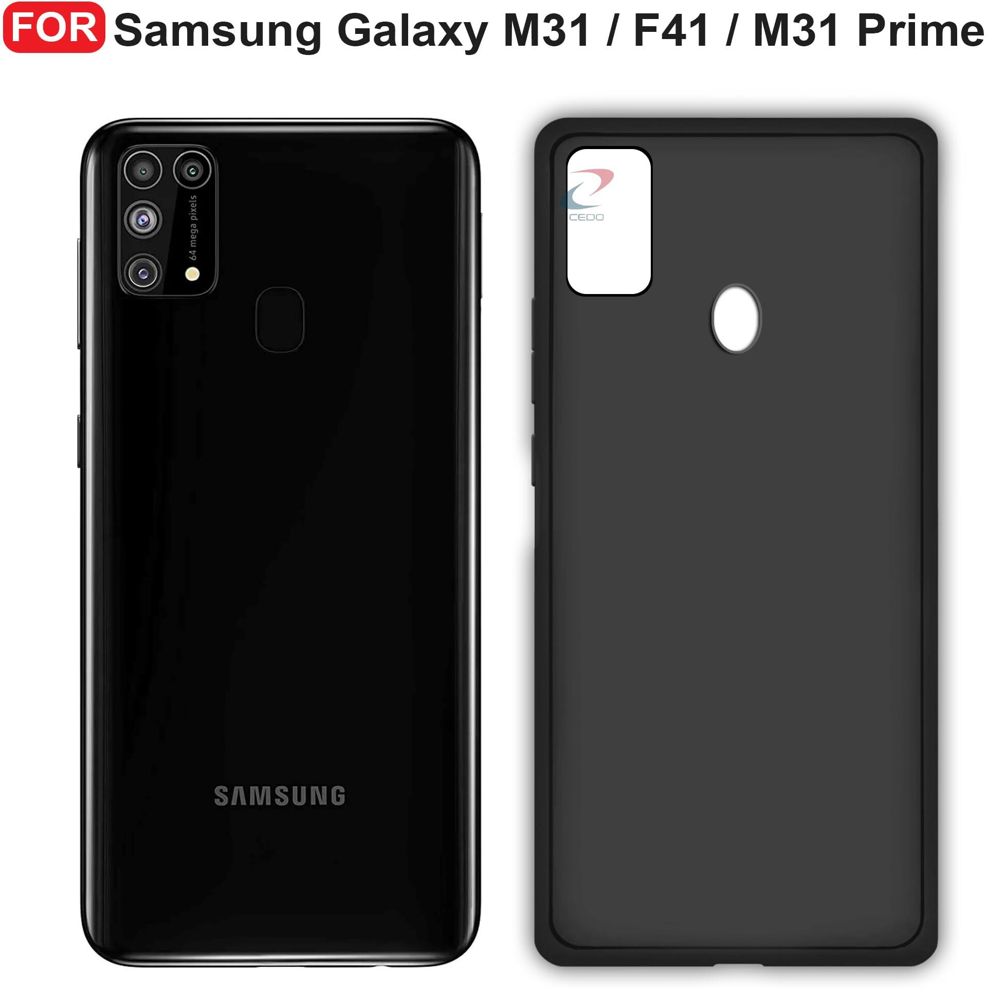 CEDO Samsung Galaxy M31 / F41 / M31 (4G) Prime Back Cover | Camera Bump Protection & Ultra Slim | Matte Soft Silicon Shock Proof Rubberised Back Case Cover (Black)
