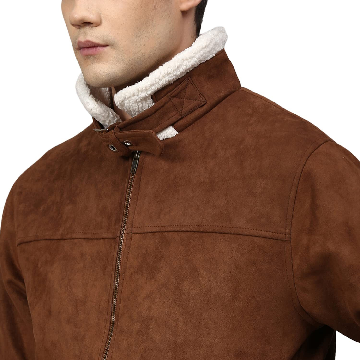 Campus Sutra Men's Standard Length Polyester A-Line Coat (AWCC22_CSMAWJK060TN_Brown_M)