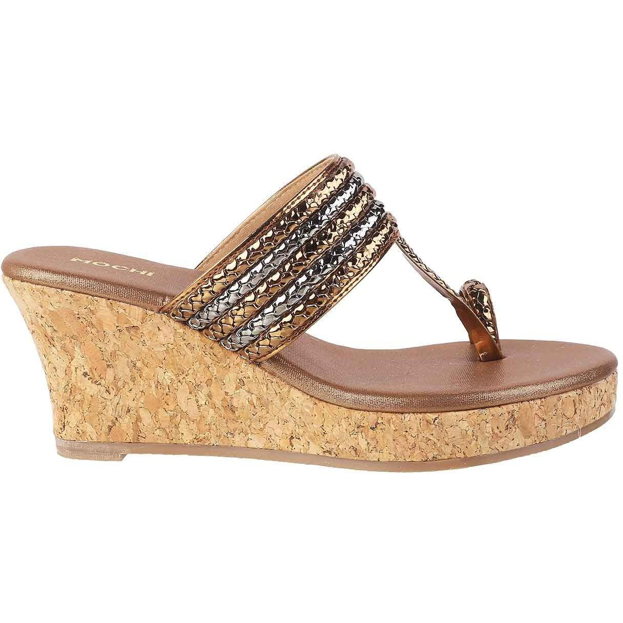 Mochi Womens Synthetic Antic Gold Slip Ons (Size (5 UK (38 EU))