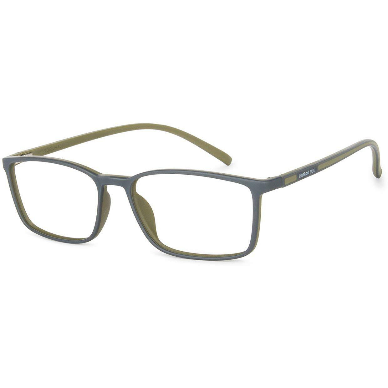 LENSKART BLU | Zero Power Bluecut & Antiglare Computer Eyeglasses | Gaming Glasses | Grey Full Rim Rectangle | For Men & Women | Medium | LB E13527