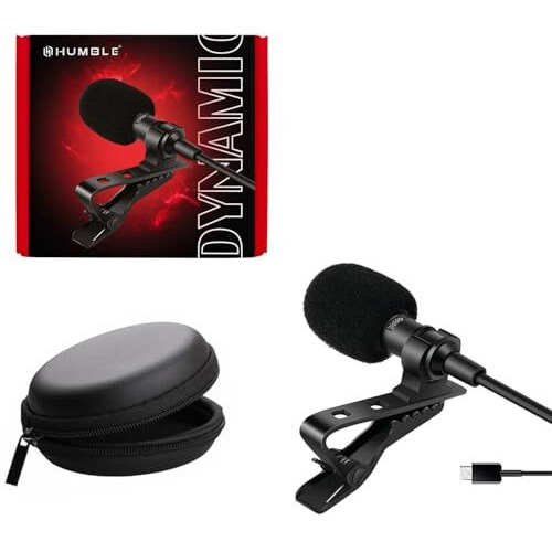 HUMBLE HB-C01 Lavalier Lapel Condenser Mic for Android, USB Type C Microphone for YouTube Vlogging Facebook Interview Livestream Video Recording and All(1.5 Meter)