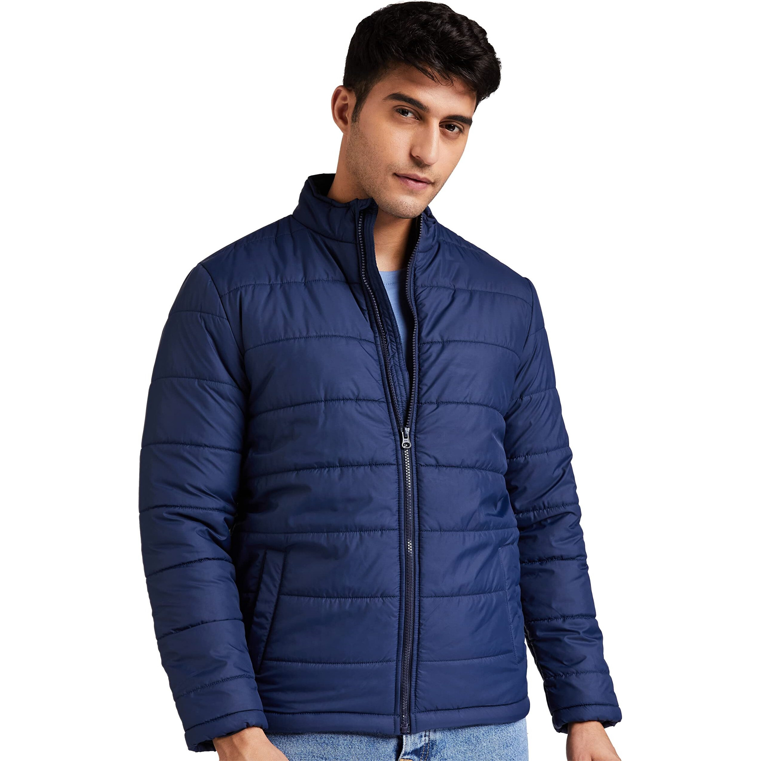 Amazon Brand - Symbol Men's Standard Length Quilted Jacket (Az-Tr-Aw03_Denim Blue_Medium)