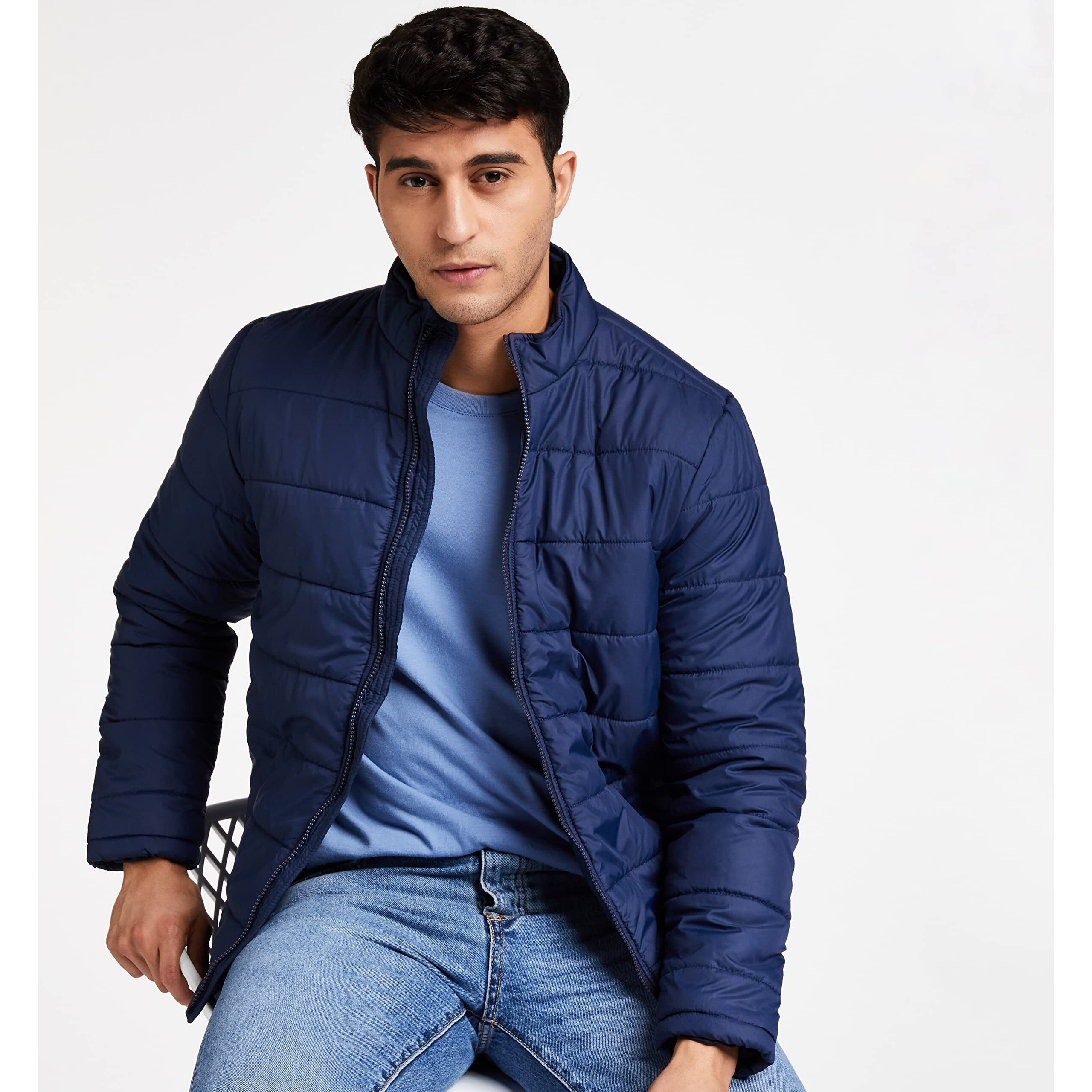 Amazon Brand - Symbol Men's Standard Length Quilted Jacket (Az-Tr-Aw03_Denim Blue_Medium)