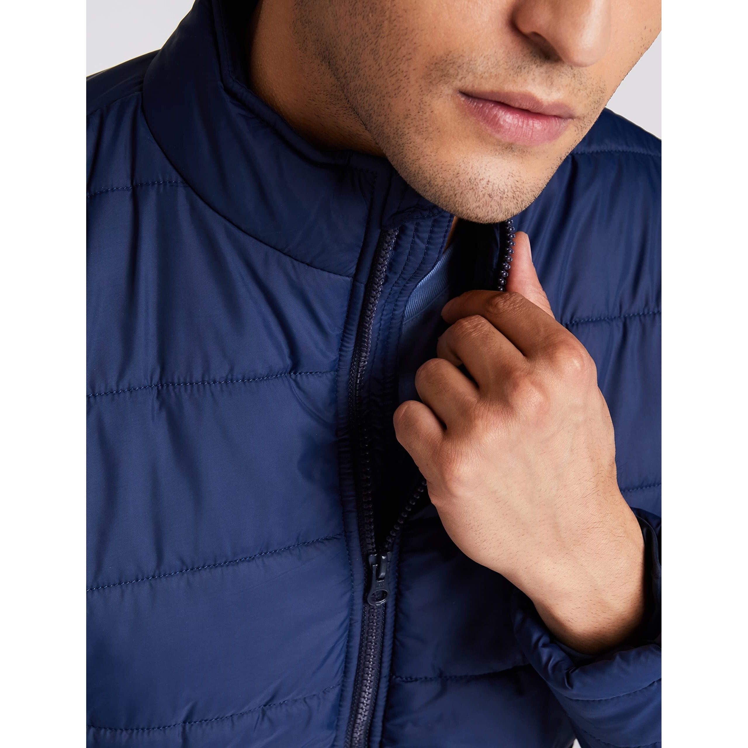 Amazon Brand - Symbol Men's Standard Length Quilted Jacket (Az-Tr-Aw03_Denim Blue_Medium)