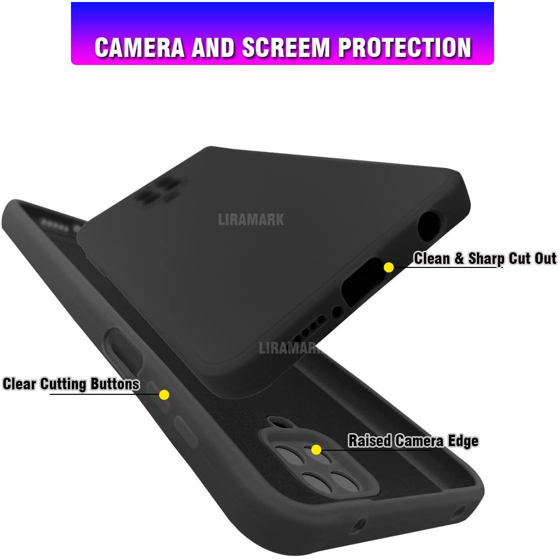 LIRAMARK Silicone Soft Back Cover Case for Xiaomi Redmi Note 10 Lite/Redmi Note 9 Pro/Redmi Note 9 Pro Max/Poco M2 Pro (Black)