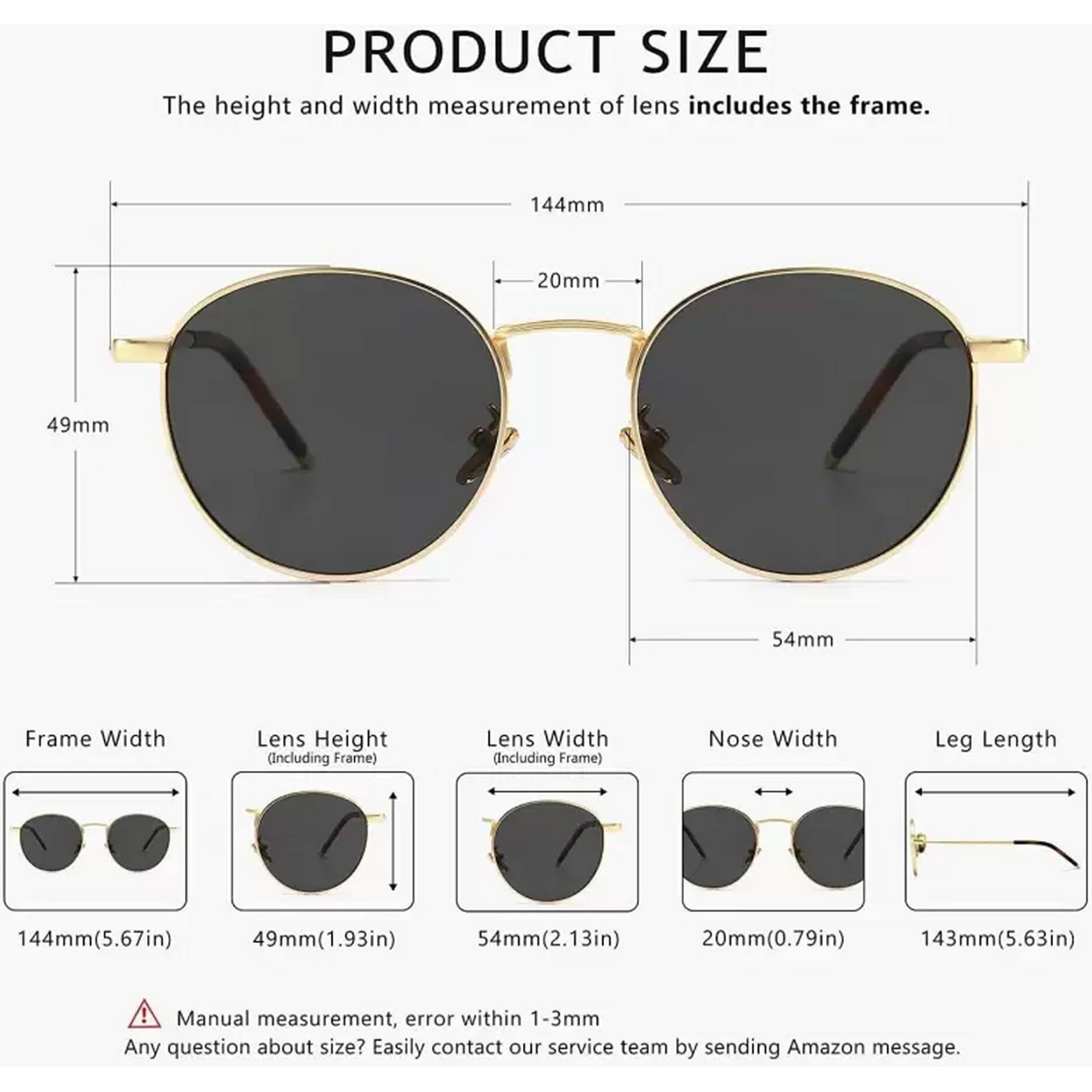 Dervin Ponderable UV Protection Coating Round Sunglasses for Men and Women Classic Metal Sun Glasses (Gold-Black)