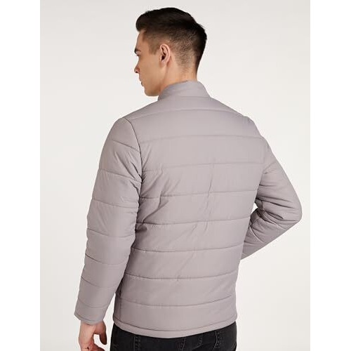 Amazon Brand - Symbol Men's Solid Full Sleeves Regular Fit Bomber Standard Length Jacket (AZ-TR-AW03_Stone Grey_XL)