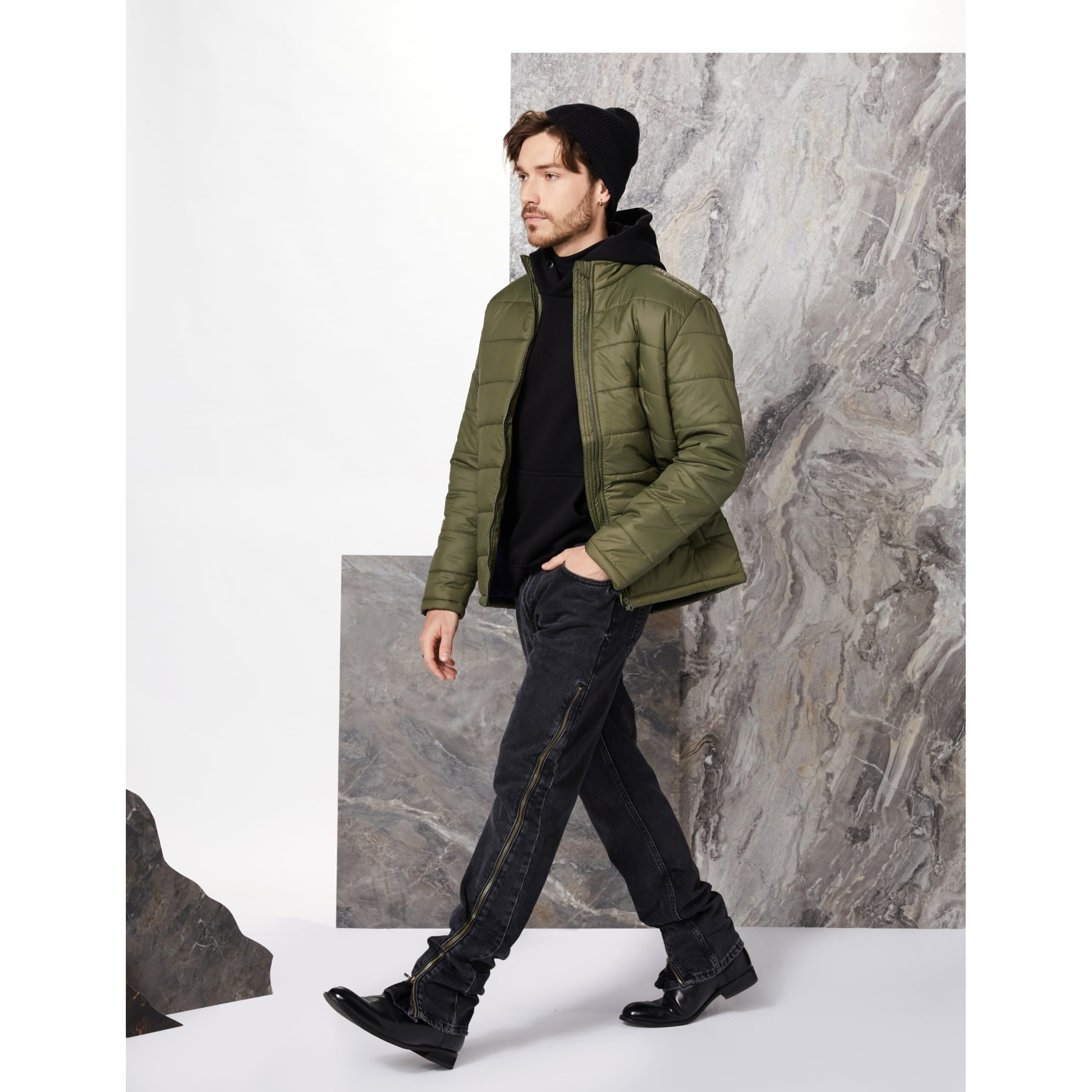 Amazon Brand - Symbol Men's Solid Full Sleeves Regular Fit Bomber Standard Length Jacket (AZ-TR-AW03_Mount olive_M_Mount Olive_M)