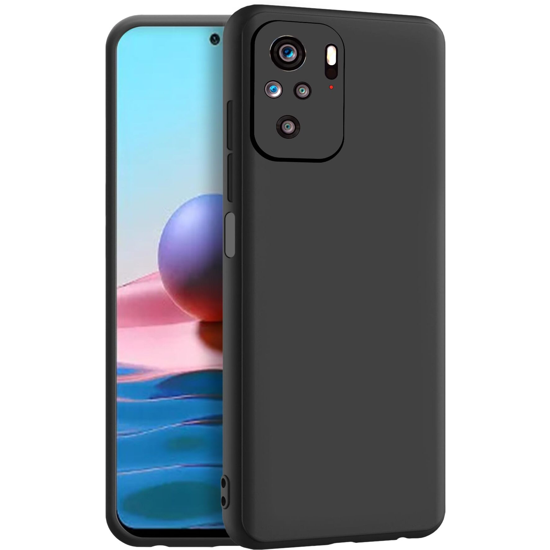 CEDO Redmi Note 10 / Note 10S Back Cover | Camera Bump Protection & Ultra Slim | Matte Soft Silicon Shock Proof Rubberised Back Case Cover (Black)