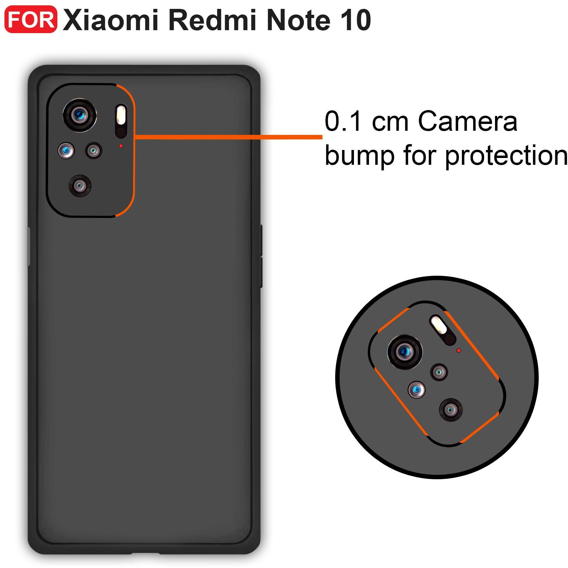 CEDO Redmi Note 10 / Note 10S Back Cover | Camera Bump Protection & Ultra Slim | Matte Soft Silicon Shock Proof Rubberised Back Case Cover (Black)