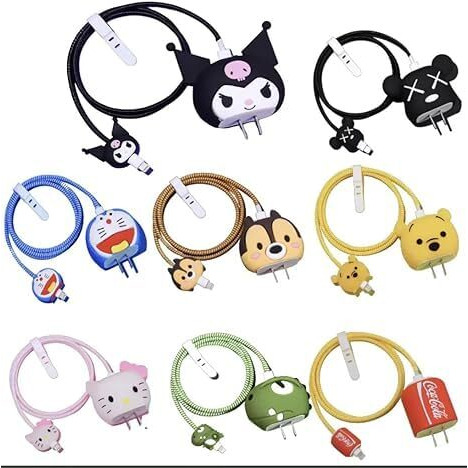 EDNITA Cable Protector with 3D Cute Pattern for iPhone Charger only 18W & 20W | Data Line Wire Saver Charging Cable Charger Protective Cable Full Protection Set of - 1 (Starbuck)