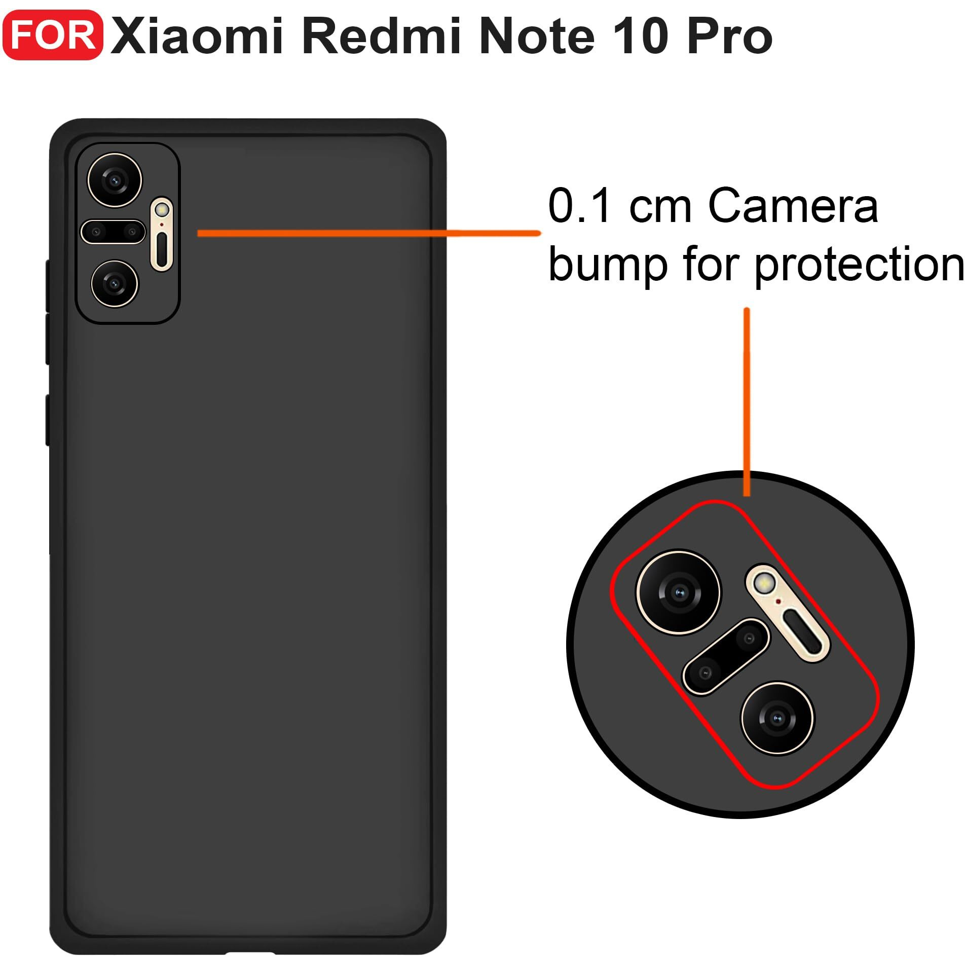 CEDO Redmi Note 10 Pro/Note 10 Pro Max Back Cover | Camera Bump Protection & Ultra Slim | Matte Soft Silicon Shock Proof Rubberised Back Case Cover (Black)