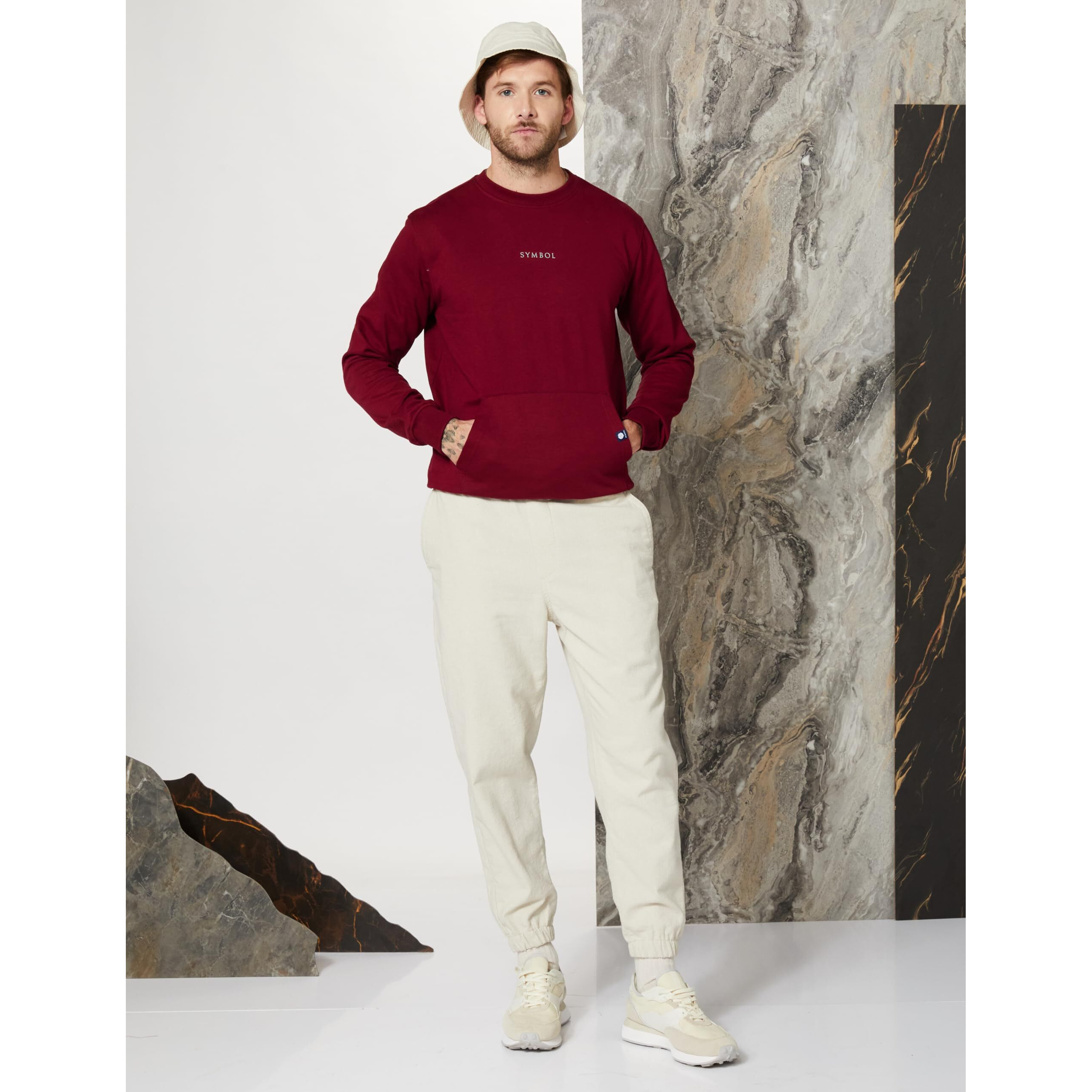 Amazon Brand - Symbol Men's Regular Cotton Blend Crew Neck Sweatshirt(SY-A22-SW-16_Vintage Maroon_L_Vintage Maroon_L)