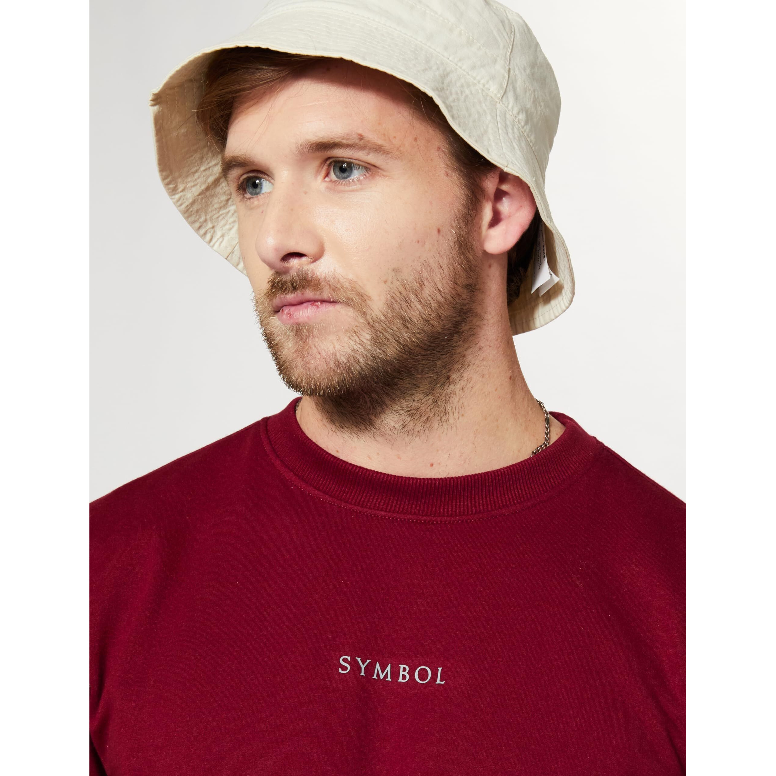 Amazon Brand - Symbol Men's Regular Cotton Blend Crew Neck Sweatshirt(SY-A22-SW-16_Vintage Maroon_L_Vintage Maroon_L)