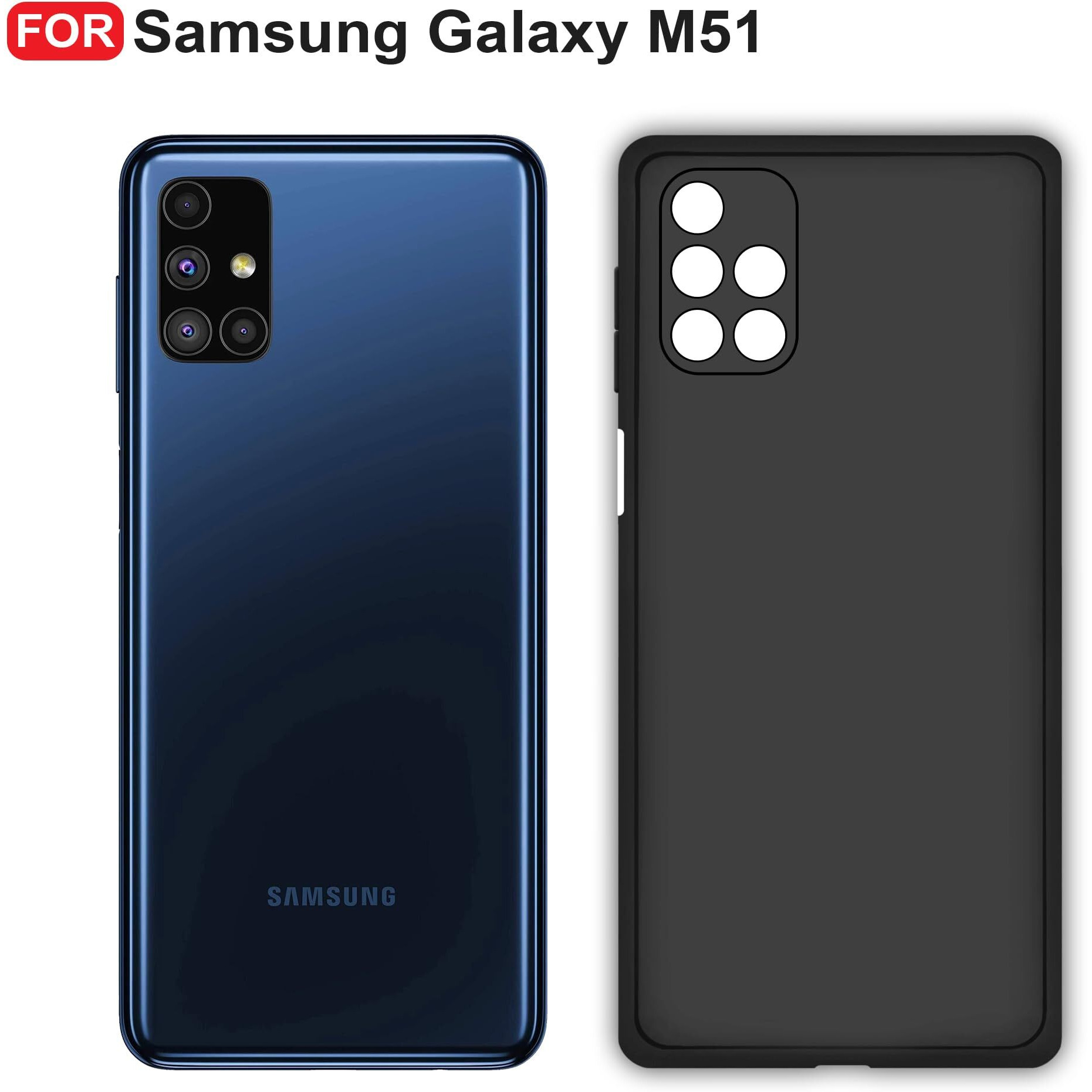 CEDO Samsung Galaxy M51 Back Cover | Camera Bump Protection & Ultra Slim | Matte Soft Silicon Shock Proof Rubberised Back Case Cover (Black)