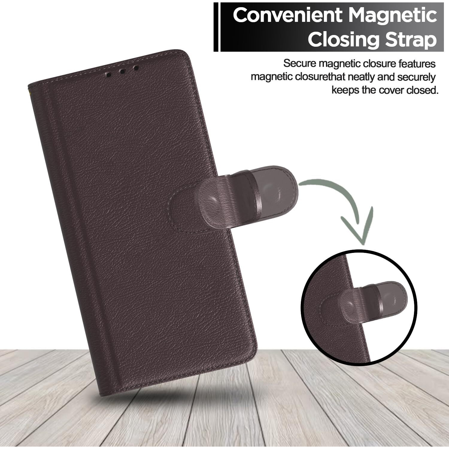 Pikkme Flip Cover Leather Finish | Inside TPU with Card Pockets | Wallet Stand and Shock Proof | Complete Protection Flip Case for Samsung Galaxy M12 / F12 / A12(Coffee)