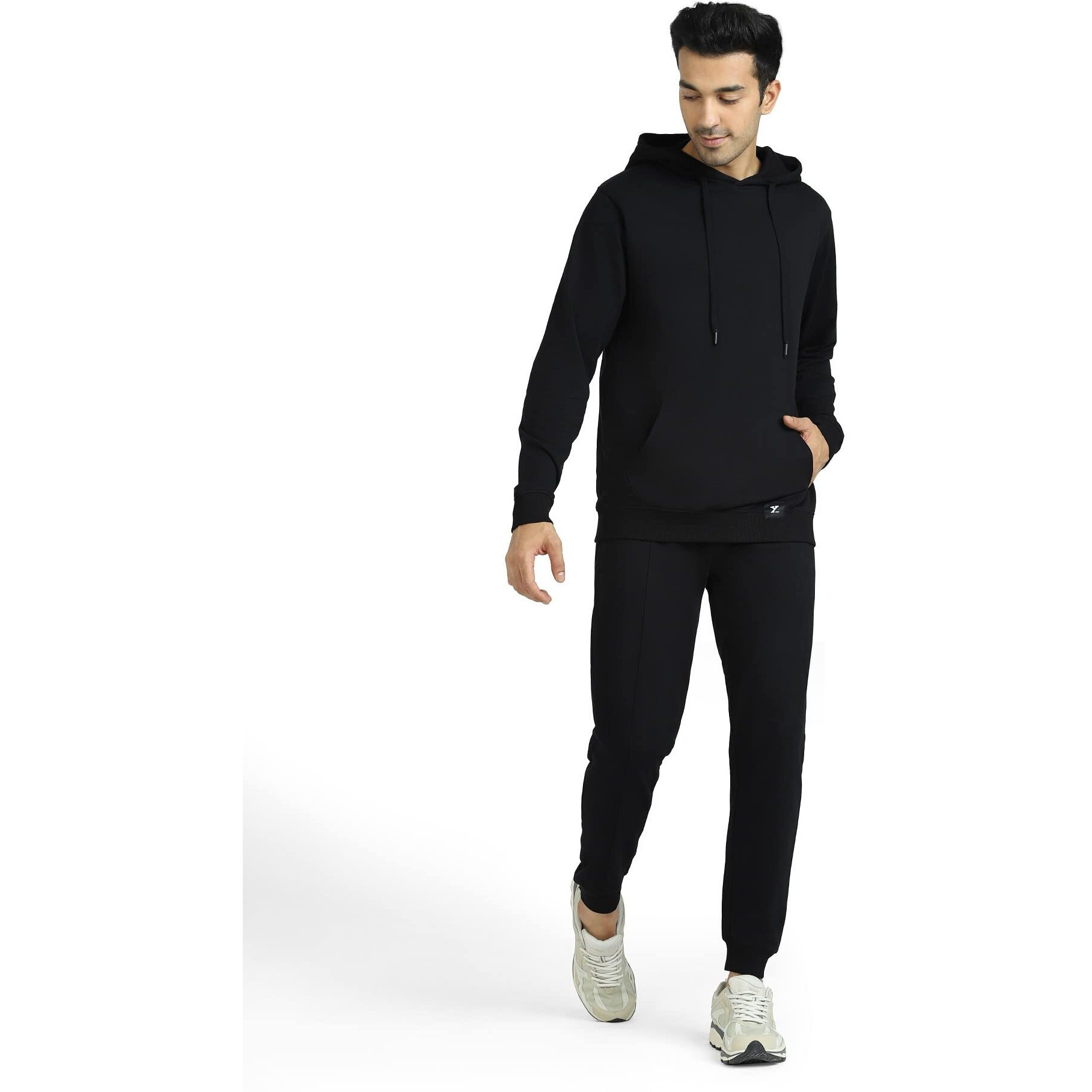 XYXX Men's Relaxed Cotton Hooded Neck Sweatshirt (XYHOD01L_Black_L)